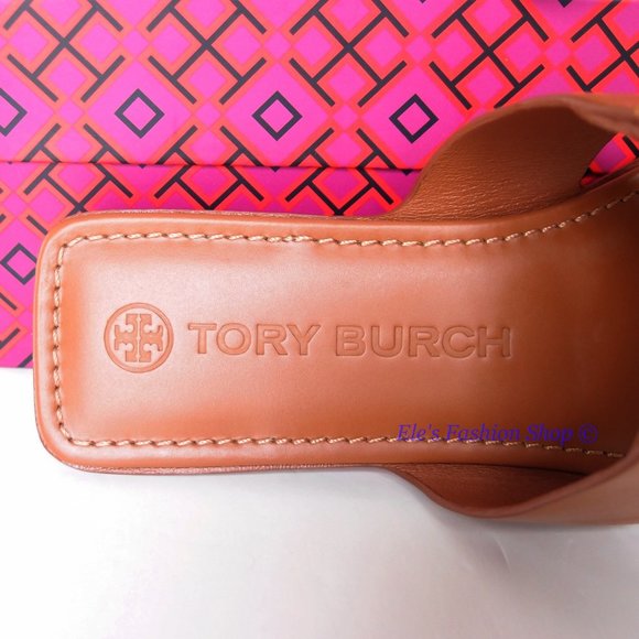 NIB Tory Burch Georgia Logo Leather Thong Sandal Aged Camello US 7 7.5 8 9 9.5 - Picture 11 of 16
